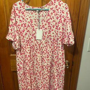 Ivory and Red Dot Print Dress women size large